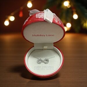 Holiday Lane Ornament Jewelry Box with Sterling Silver Infinity Necklace NIB